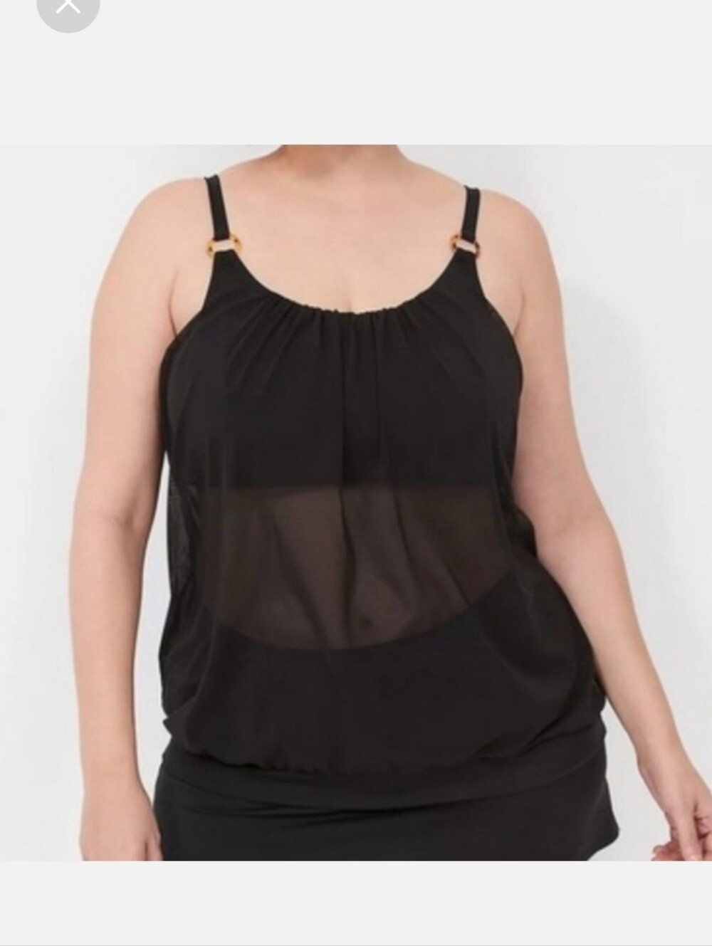 Lane Bryant Black Sheer Tankini Top
